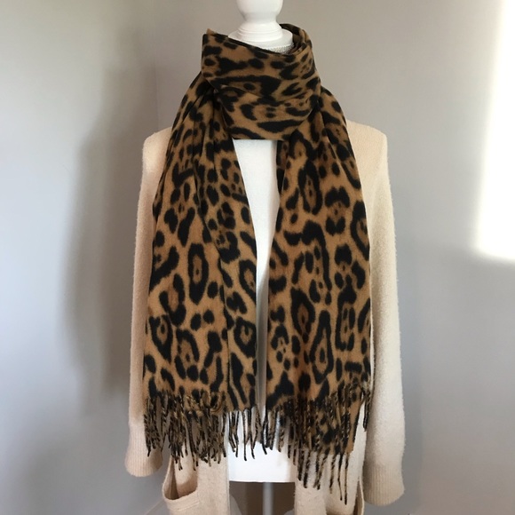 Only 1 Left! Leopard Animal Print Fringed Scarf - Picture 6 of 6